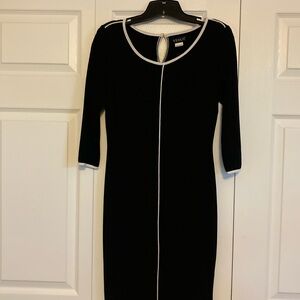 VENUS Black Cocktail Sheath Dress with 3/4 Sleeves and Crew Neck